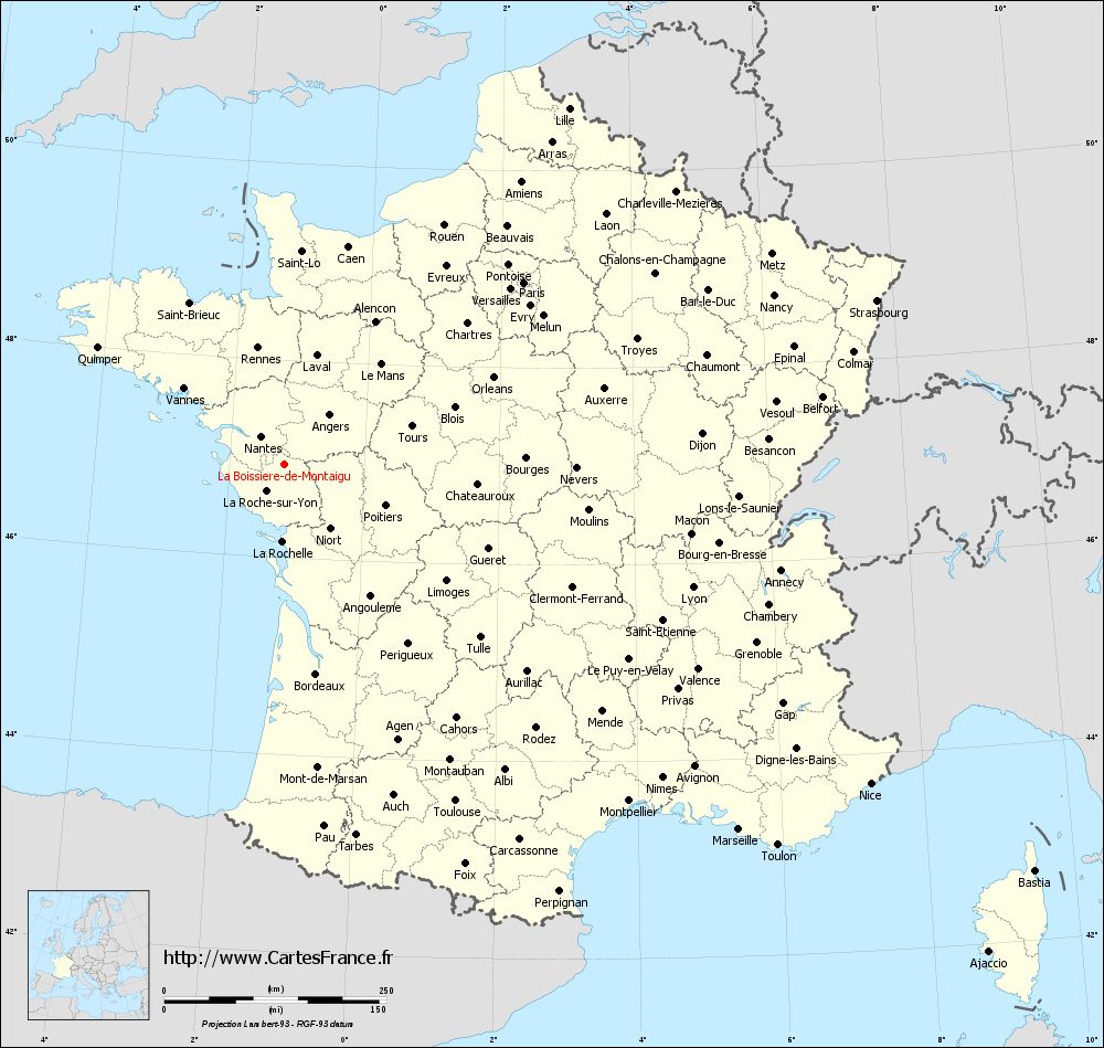 Carte administrative de La Boissière-de-Montaigu